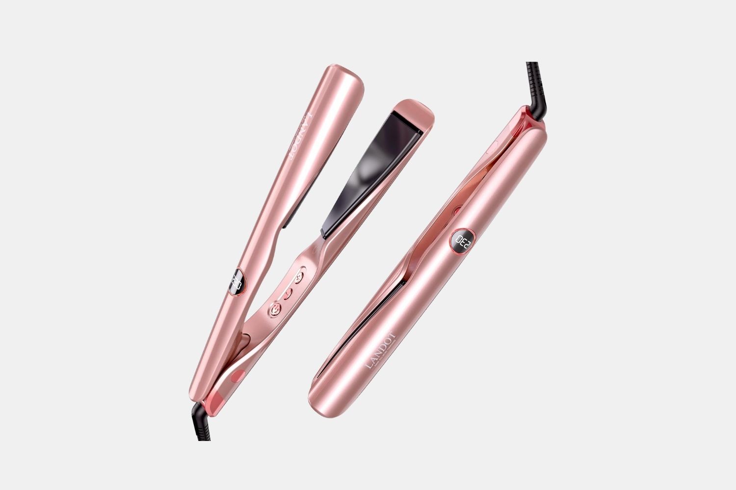 Ceramic Titanium Hair Straightener and Curler with LCD Display