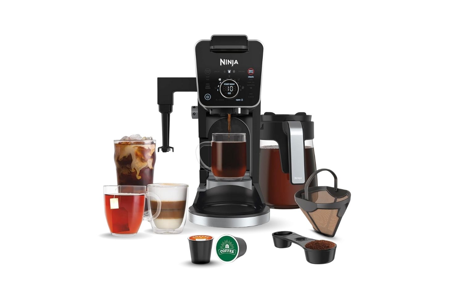 Built-in frother + independent hot water system