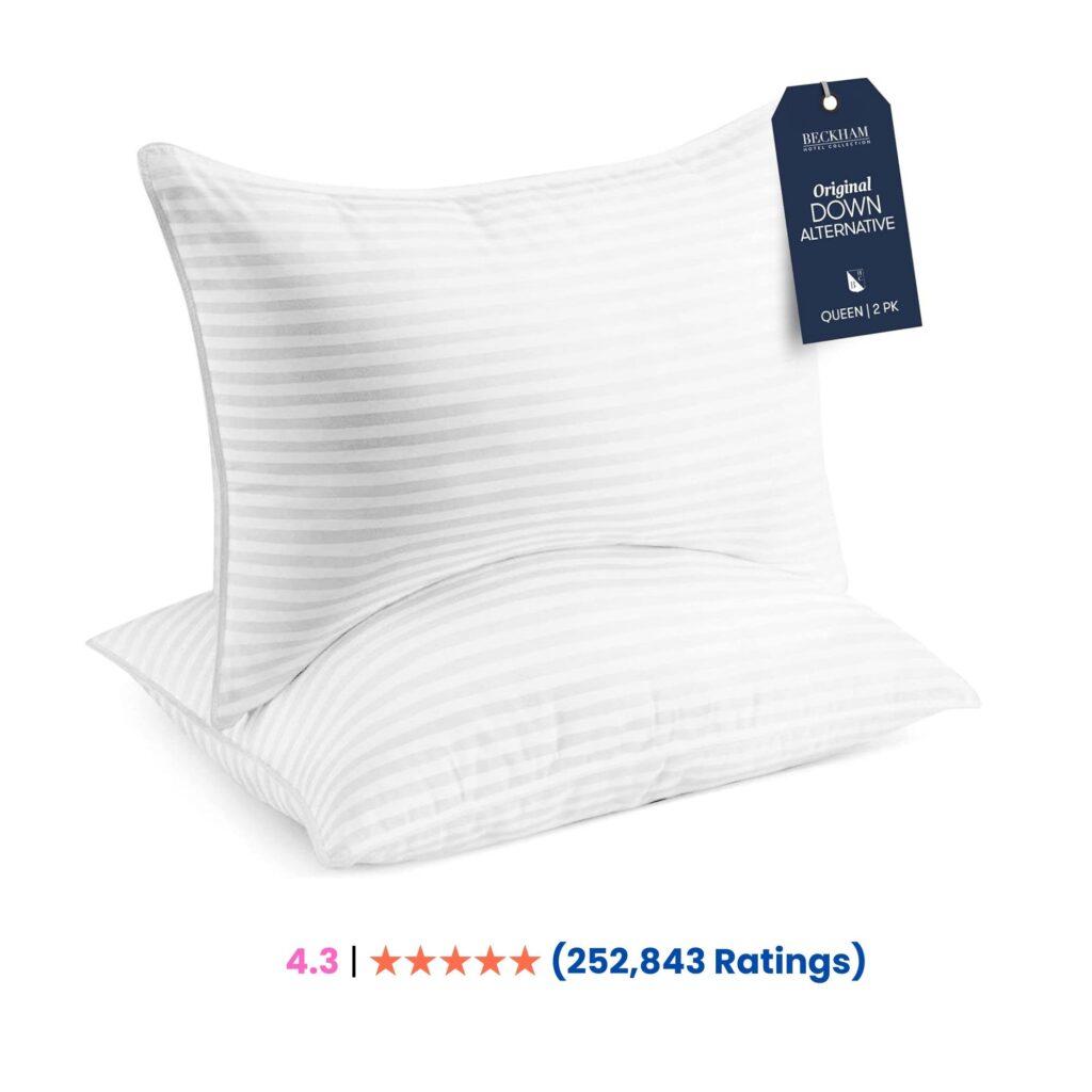 Beckham Hotel Collection Down Alternative Bed Pillows for All Sleep Positions, Set of 2