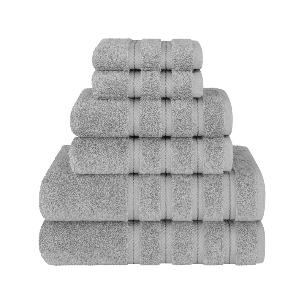 American Soft Linen Luxury 6-Piece Towel Set, 100% Turkish Cotton in Light Grey