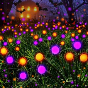 6-Pack Halloween Solar Firefly Lights Outdoor Orange & Purple LED Swaying Garden Pathway Decor Waterproof