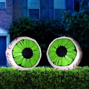 Joiedomi 2-Pack 3FT Inflatable Green Eyes Halloween Yard Decoration with Built-in LED Lights for Outdoor and Indoor Use